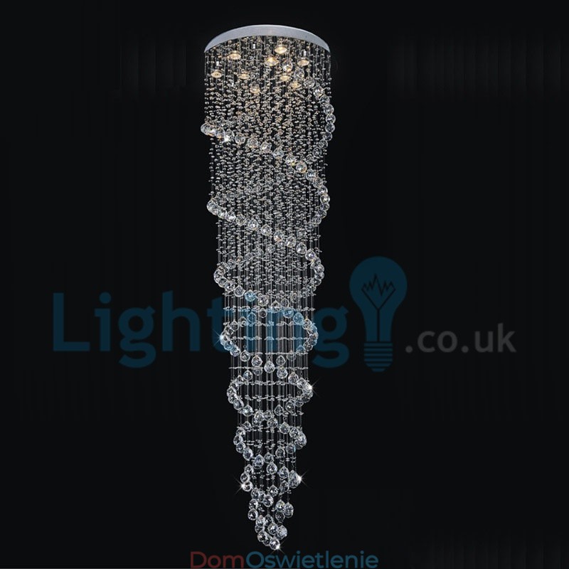 Nowoczesny żyrandol wiszący natynkowy kryształowy deszcz kropla światła