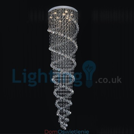 Nowoczesny żyrandol wiszący natynkowy kryształowy deszcz kropla światła