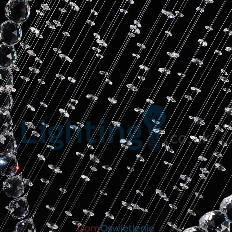 Nowoczesny żyrandol wiszący natynkowy kryształowy deszcz kropla światła