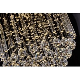 Nowoczesny żyrandol wiszący natynkowy kryształowy deszcz kropla światła