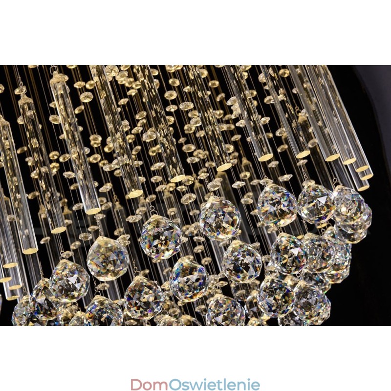 Nowoczesny żyrandol wiszący natynkowy kryształowy deszcz kropla światła