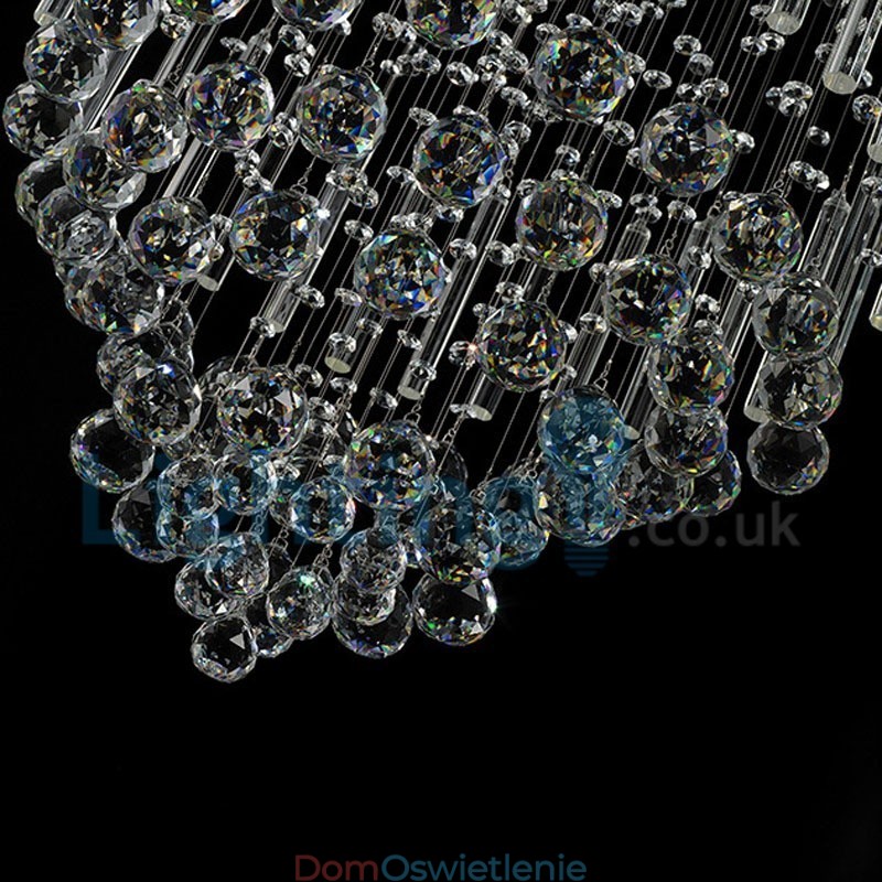 Nowoczesny żyrandol wiszący natynkowy kryształowy deszcz kropla światła