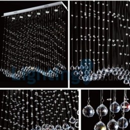 Nowoczesny żyrandol wiszący natynkowy kryształowy deszcz kropla światła