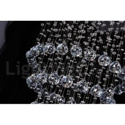 Nowoczesny żyrandol wiszący natynkowy kryształowy deszcz kropla światła