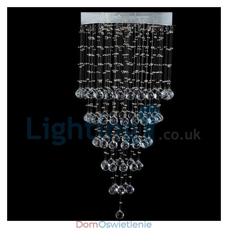 Nowoczesny żyrandol wiszący natynkowy kryształowy deszcz kropla światła