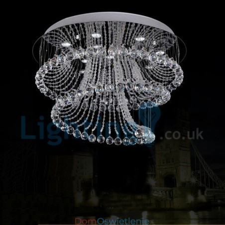 Nowoczesny żyrandol wiszący natynkowy kryształowy deszcz kropla światła