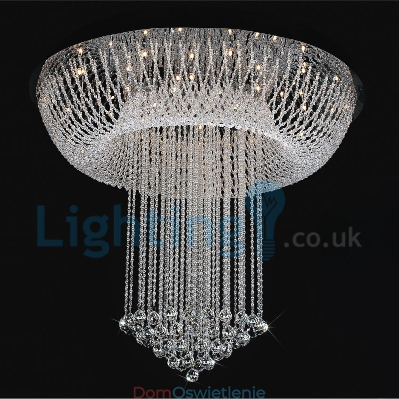 Nowoczesny żyrandol wiszący natynkowy kryształowy deszcz kropla światła