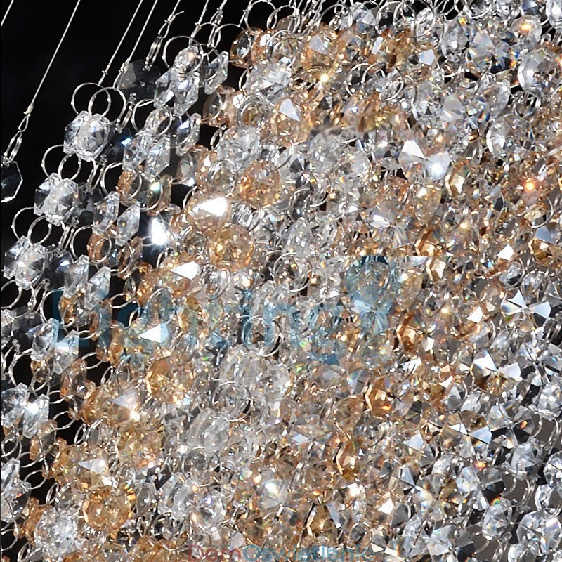 Nowoczesny żyrandol wiszący natynkowy kryształowy deszcz kropla światła