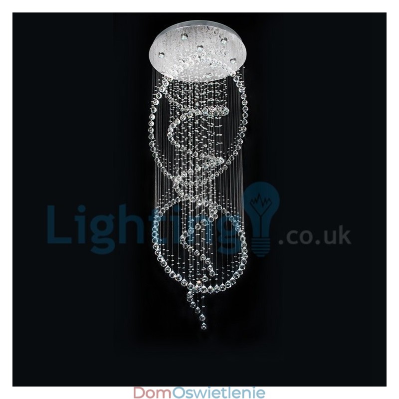 Nowoczesny żyrandol wiszący natynkowy kryształowy deszcz kropla światła
