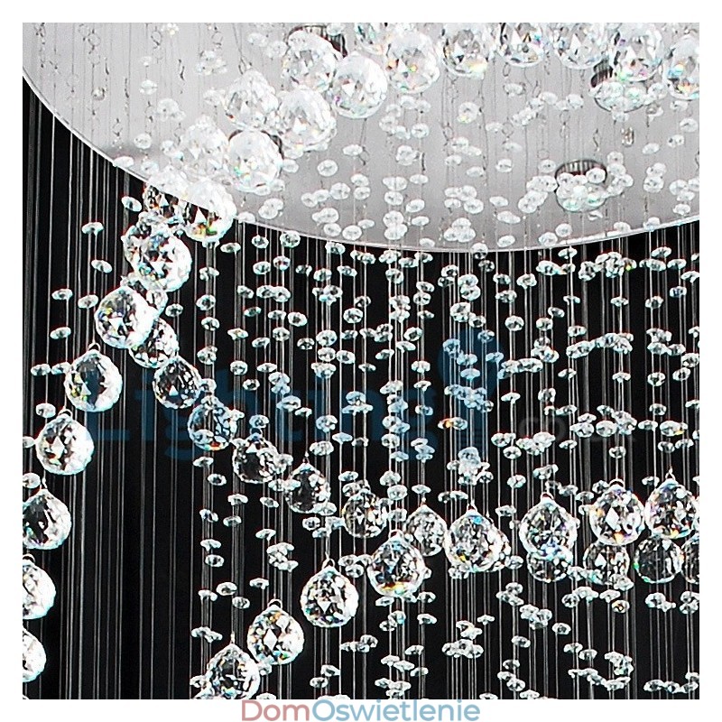 Nowoczesny żyrandol wiszący natynkowy kryształowy deszcz kropla światła