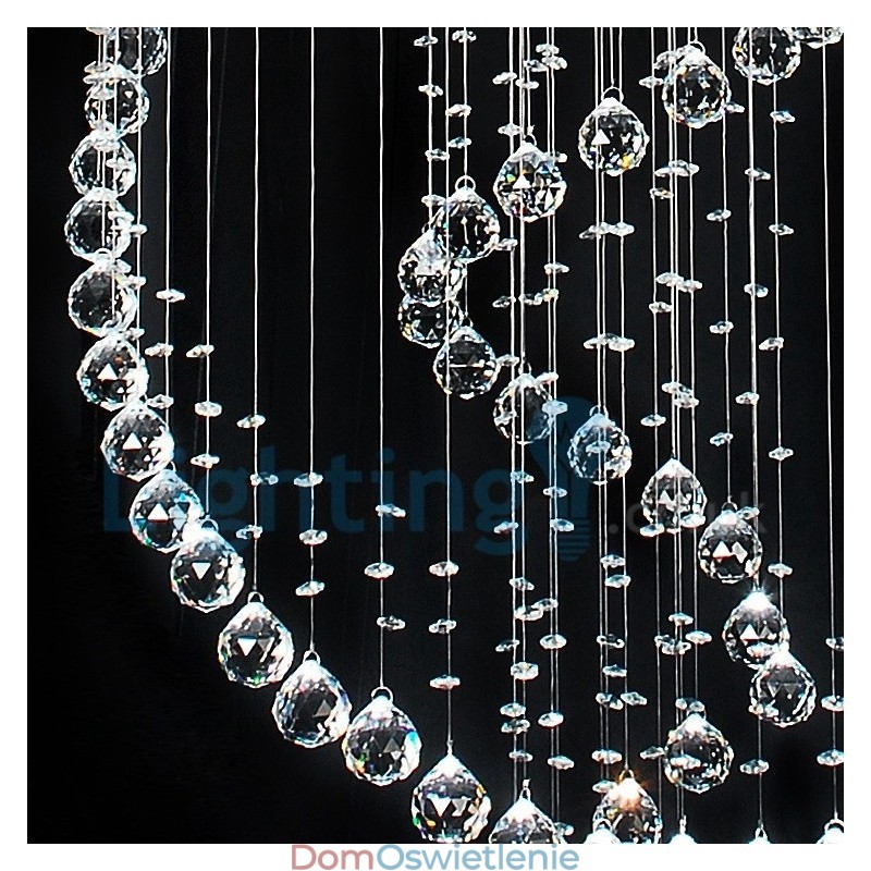 Nowoczesny żyrandol wiszący natynkowy kryształowy deszcz kropla światła