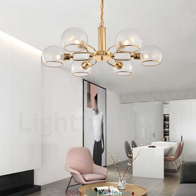 6 świateł Nordic Postmodern Creative Glass Magic Bean Chandelier