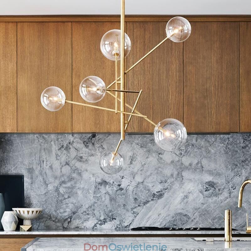 6 świateł Nordic Lamp żyrandol prosty kreatywny retro żelazny szklany żyrandol magiczna fasola