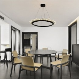 Nowoczesna lampa wisząca w kształcie pierścienia z kryształu
