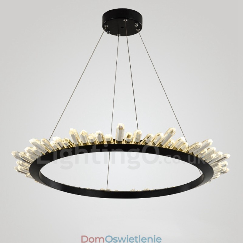 Nowoczesna lampa wisząca w kształcie pierścienia z kryształu