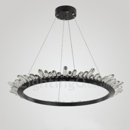 Nowoczesna lampa wisząca w kształcie pierścienia z kryształu