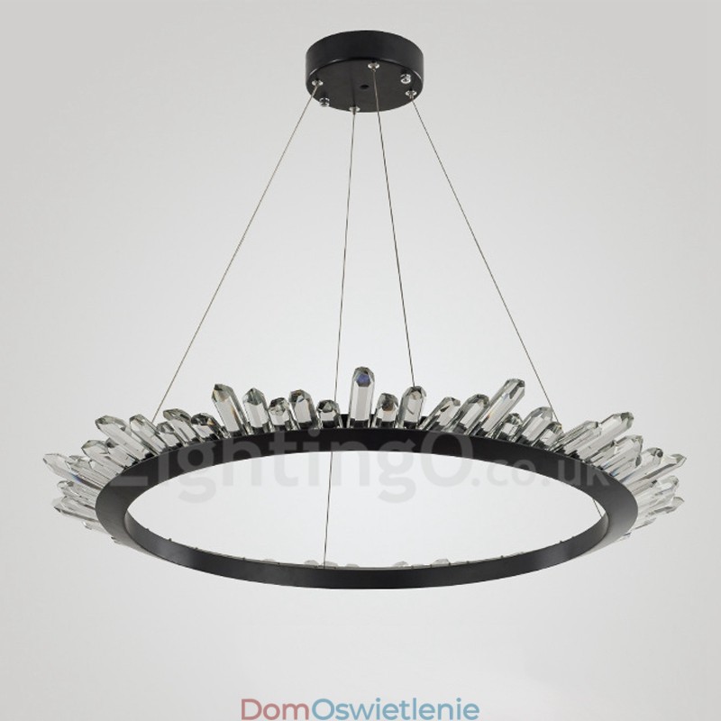 Nowoczesna lampa wisząca w kształcie pierścienia z kryształu