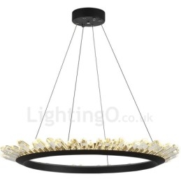 Nowoczesna lampa wisząca w kształcie pierścienia z kryształu