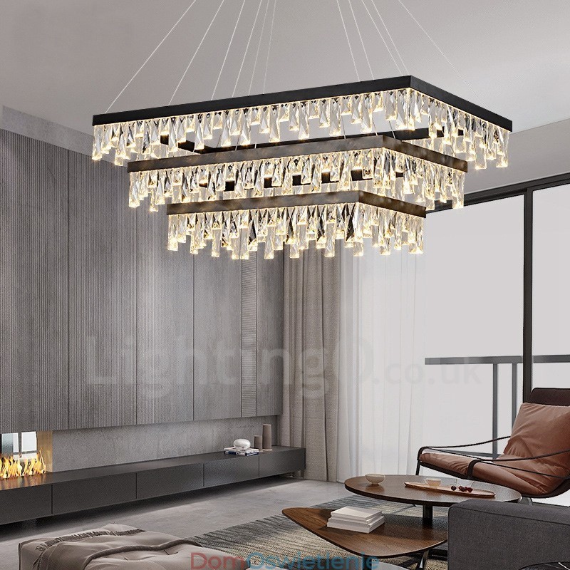 Nordic Crystal Pendant Light Prostokątna lampa wisząca Atmosphere Oświetlenie postmodernistyczne