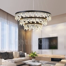 Nowoczesna lampa wisząca z kryształkami w kształcie okręgu