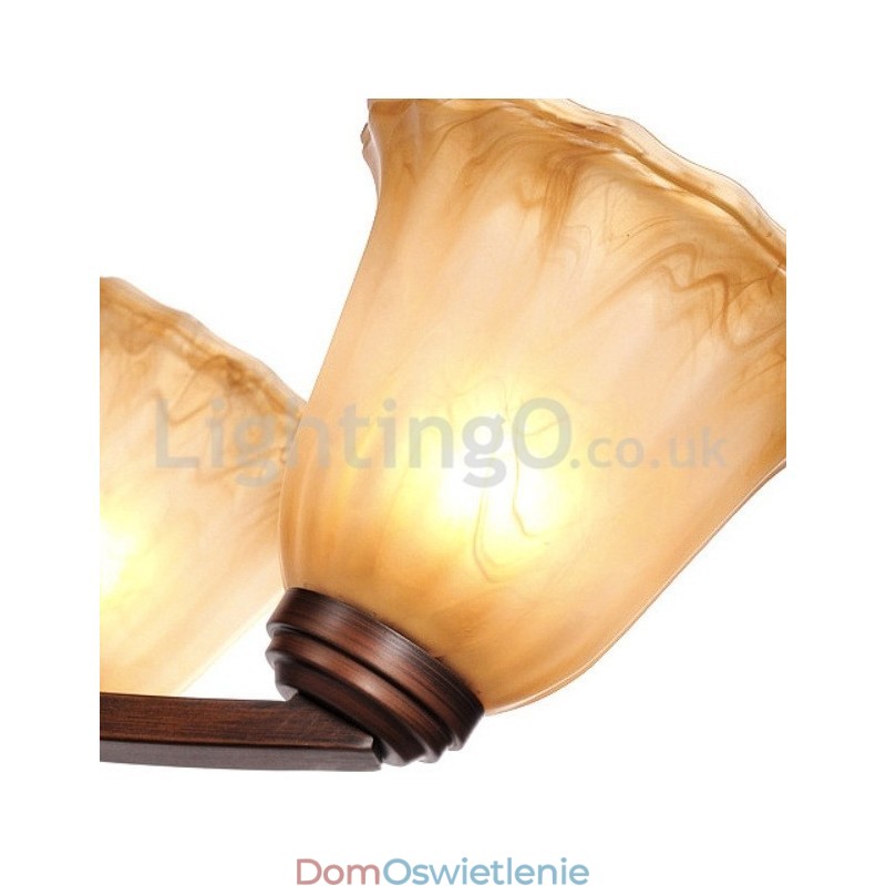 Rustykalny 6 żarówek Klosz szklany Lampa ze stali nierdzewnej Żyrandol