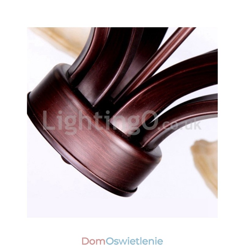Rustykalny 6 żarówek Klosz szklany Lampa ze stali nierdzewnej Żyrandol