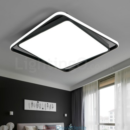 Nowoczesna, wykwintna, czarno-biała, kwadratowa lampa sufitowa do montażu na suficie Nowoczesna, wykwintna, czarno-biała, kwadratowa lampa sufitowa do montażu na suficie