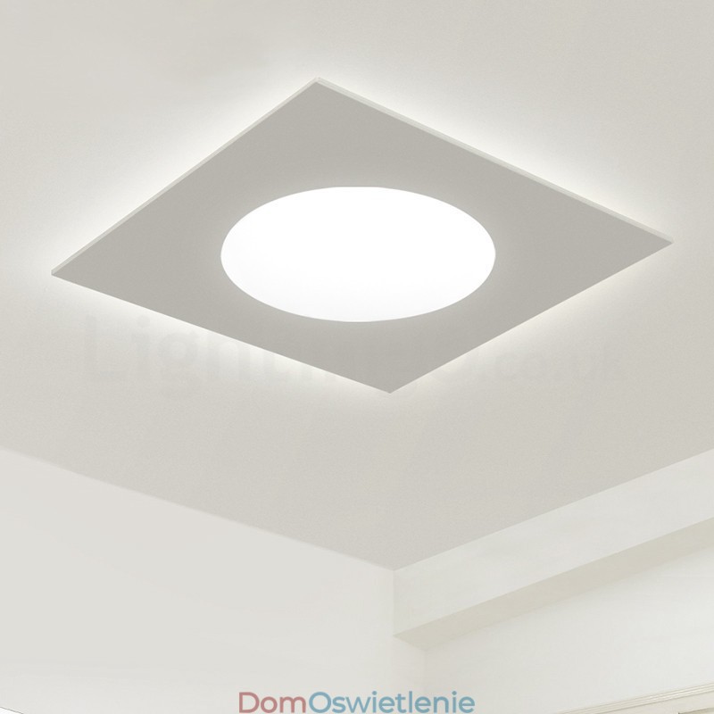 Nowoczesna, stylowa, cienka, kwadratowa lampa sufitowa do montażu na płasko