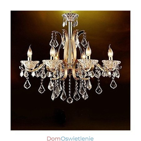 Wysokiej jakości złoty kuty żelazny kryształowy żyrandol 6 świateł