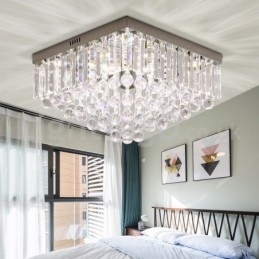Nowoczesne 40CM 50CM kwadratowe kryształowe lampy sufitowe montowane na płasko