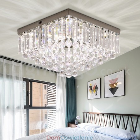 Nowoczesne 40CM 50CM kwadratowe kryształowe lampy sufitowe montowane na płasko Nowoczesne 40CM 50CM kwadratowe kryształowe lampy sufitowe montowane na płasko