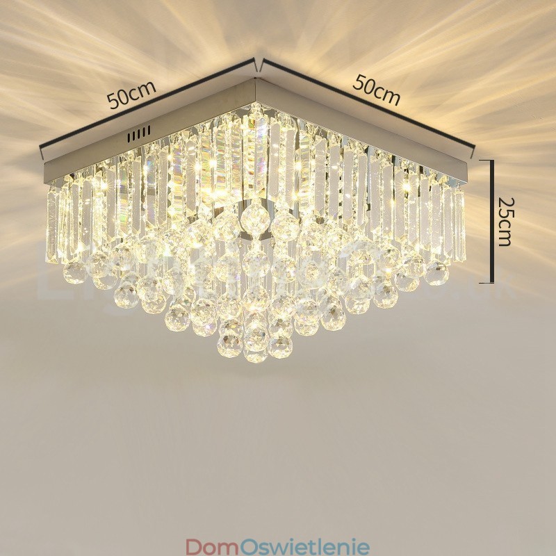 Nowoczesne 40CM 50CM kwadratowe kryształowe lampy sufitowe montowane na płasko