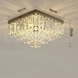 Nowoczesne 40CM 50CM kwadratowe kryształowe lampy sufitowe montowane na płasko