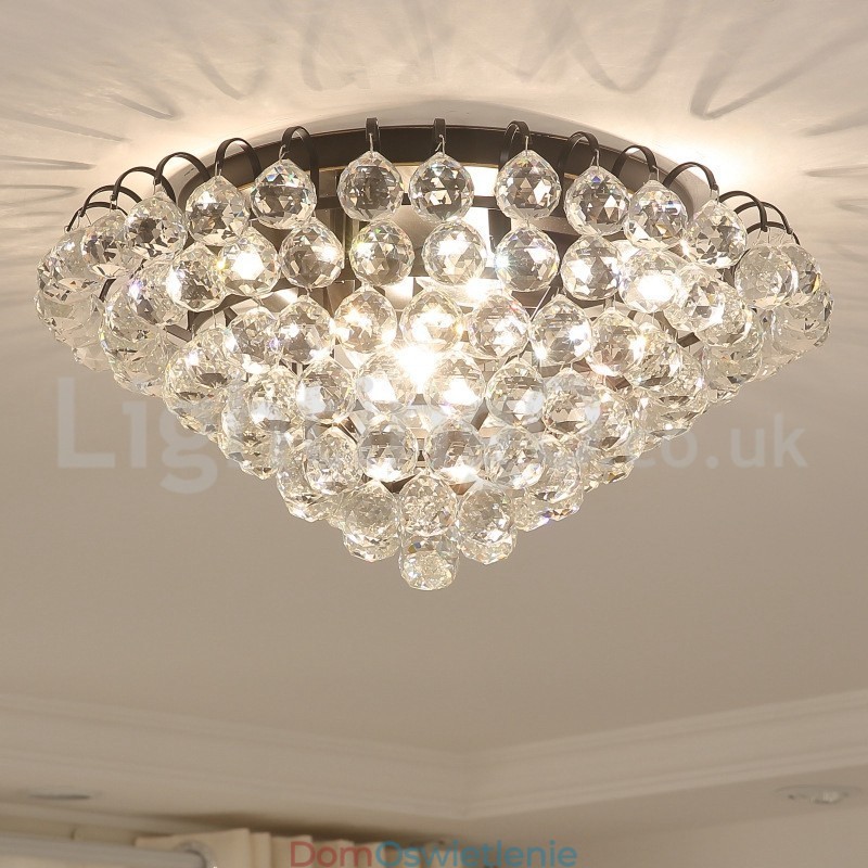 Nowoczesne 30CM 55CM okrągłe kryształowe lampy sufitowe montowane na płasko