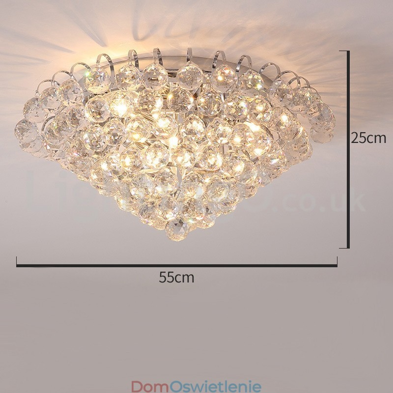 Nowoczesne 30CM 55CM okrągłe kryształowe lampy sufitowe montowane na płasko