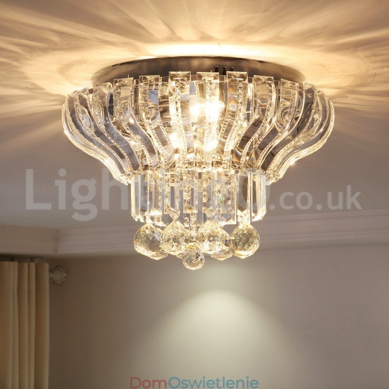 Współczesne nowoczesne 38CM 57CM okrągłe lampy sufitowe kryształowe do montażu na płasko