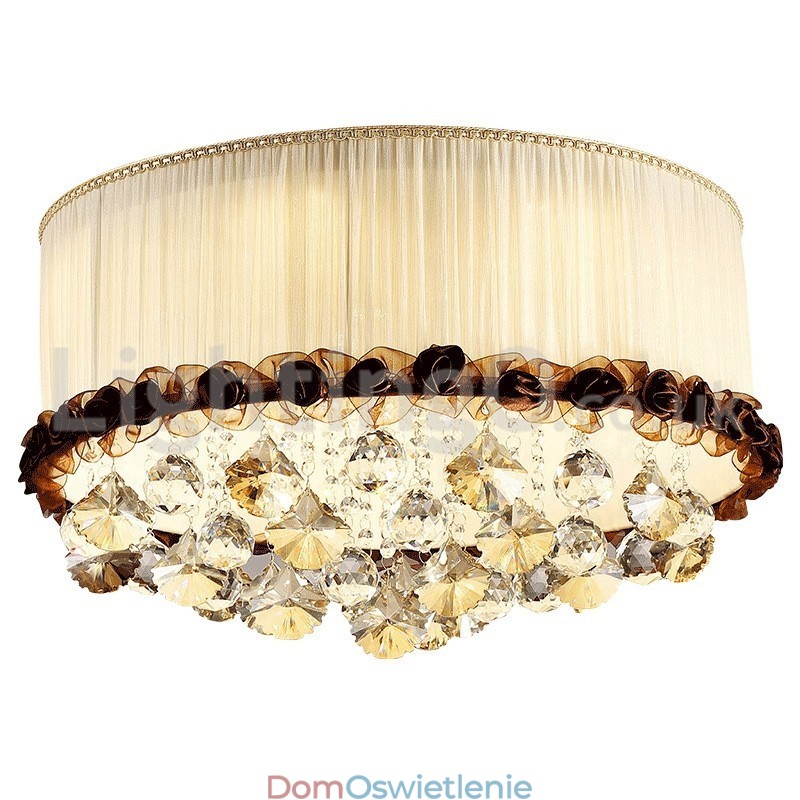 Współczesne nowoczesne 50CM okrągłe lampy sufitowe kryształowe z abażurem z tkaniny