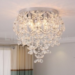 Nowoczesne, modne, 48 cm, okrągłe, kryształowe lampy sufitowe montowane na płasko