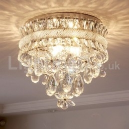 Tanie nowoczesne 40CM okrągłe kryształowe lampy sufitowe montowane na płasko