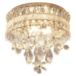 Tanie nowoczesne 40CM okrągłe kryształowe lampy sufitowe montowane na płasko