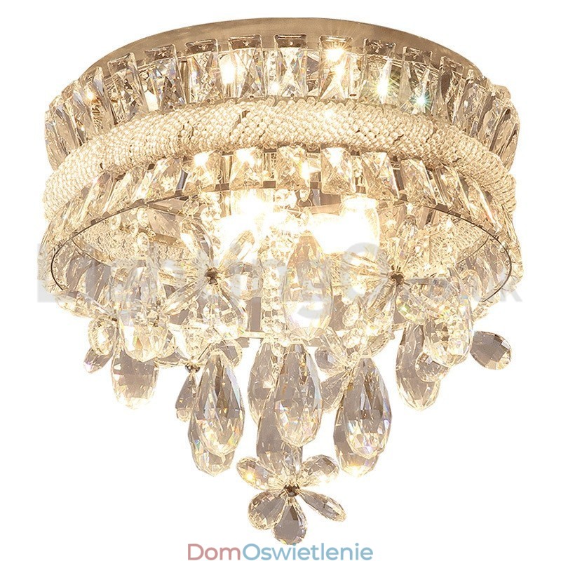 Tanie nowoczesne 40CM okrągłe kryształowe lampy sufitowe montowane na płasko