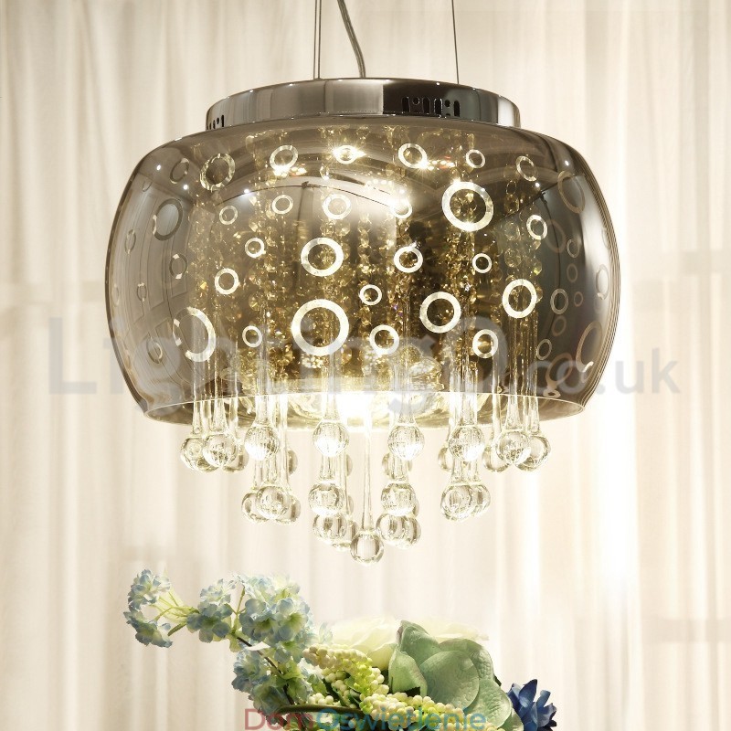 Nowoczesny 40CM okrągły szklany klosz lampy kryształowej wiszącej