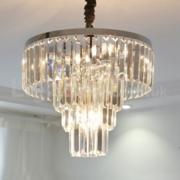 Elegancka, tania, nowoczesna, 4-poziomowa, okrągła, kryształowa lampa wisząca