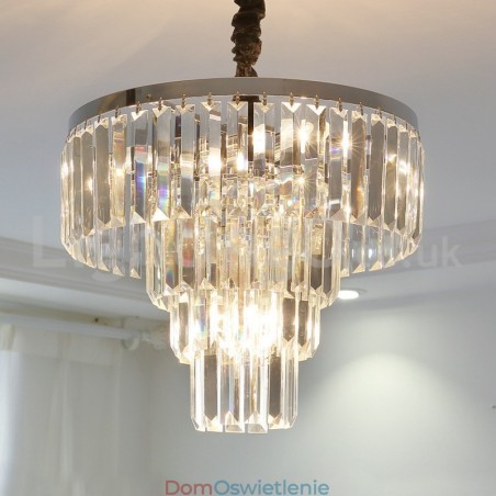 Elegancka, tania, nowoczesna, 4-poziomowa, okrągła, kryształowa lampa wisząca Elegancka, tania, nowoczesna, 4-poziomowa, okrągła, kryształowa lampa wisząca
