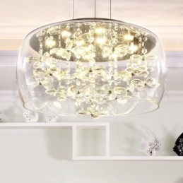 Nowoczesny 40CM 50CM okrągły klosz z przezroczystego szkła kryształowa lampa wisząca