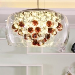 Nowoczesny 40CM 50CM okrągły klosz z przezroczystego szkła kryształowa lampa wisząca
