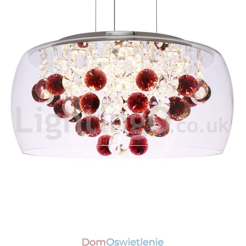 Nowoczesny 40CM 50CM okrągły klosz z przezroczystego szkła kryształowa lampa wisząca