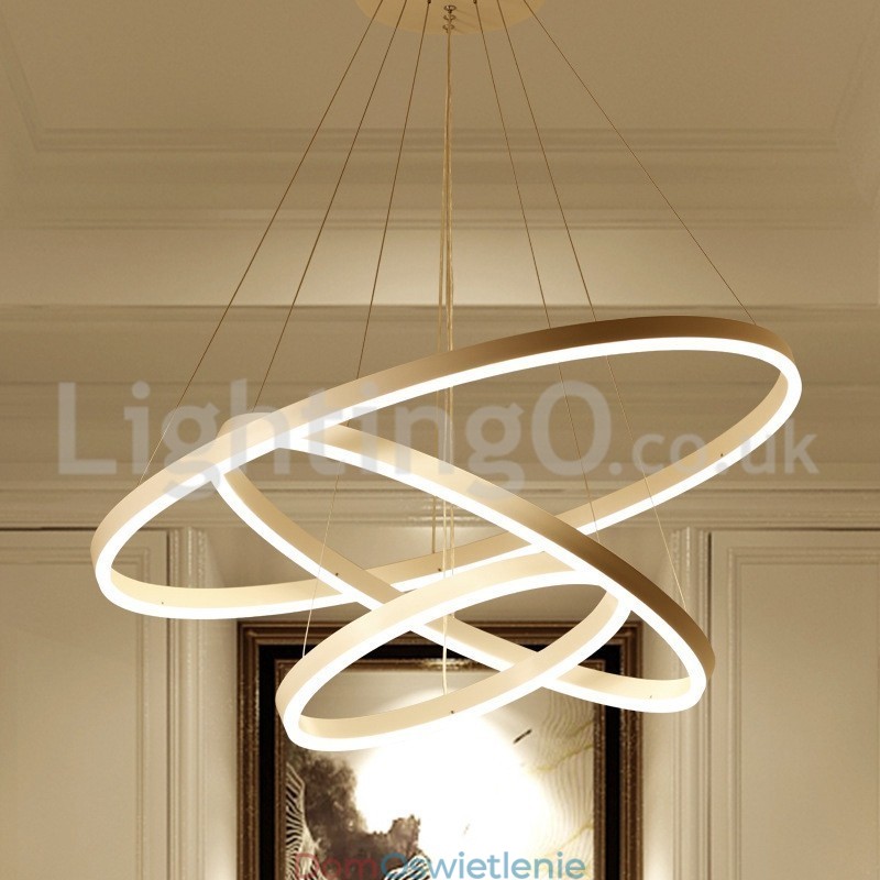 Nowoczesna lampa wisząca z trzema okręgami, sterowana pilotem