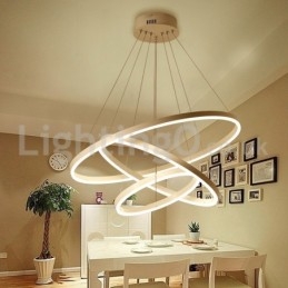 Nowoczesna lampa wisząca z trzema okręgami, sterowana pilotem