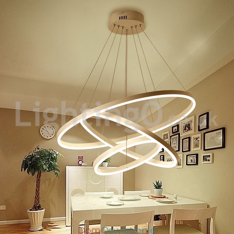 Nowoczesna lampa wisząca z trzema okręgami, sterowana pilotem